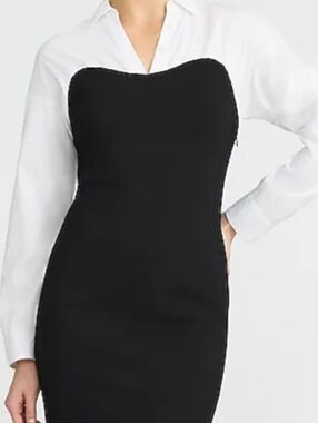 Express Black Strapless Sheath Dress with White Shirt Overlay